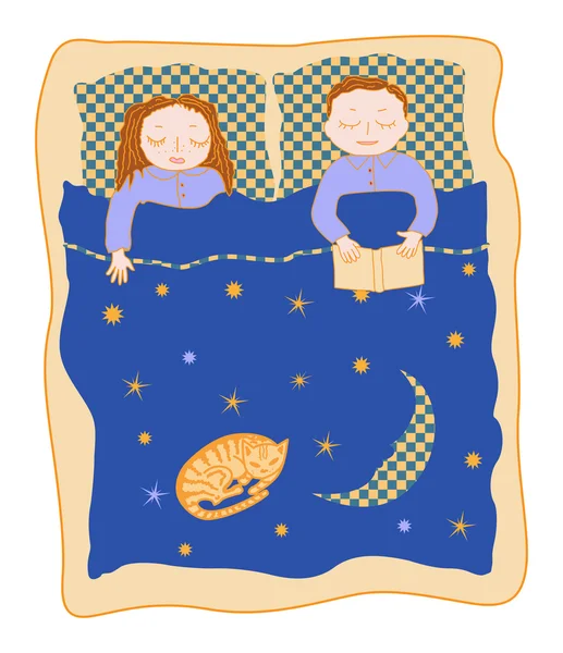 Dormir dans le lit familial — Image vectorielle