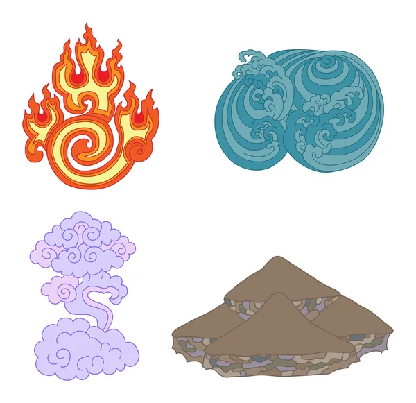 Oriental symbols of elements — Stock Vector