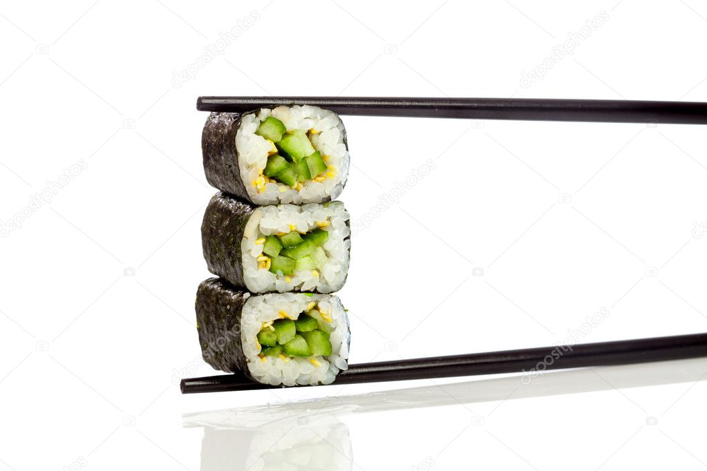 piramide Generaliseren Parelachtig Sushi Roll (Kappa maki roll) on a white background Stock Photo by ©cookelma  10681812