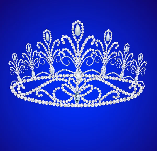 美丽的王冠女性婚礼上我们打开蓝色背景 — 图库矢量图片