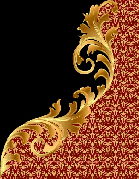 Svart bakgrund med gold(en) ornament — Stock vektor