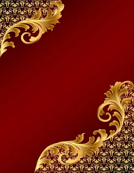 Gold(en) 飾りと茶色の背景 — ストックベクタ
