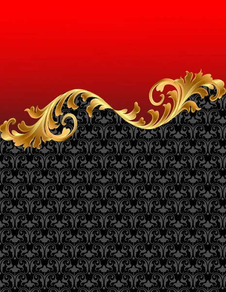 Roter Hintergrund mit goldenem Ornament — Stockvektor