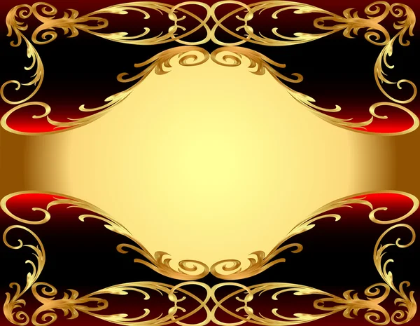 Fond avec étiquette or (en) avec ornement — Image vectorielle