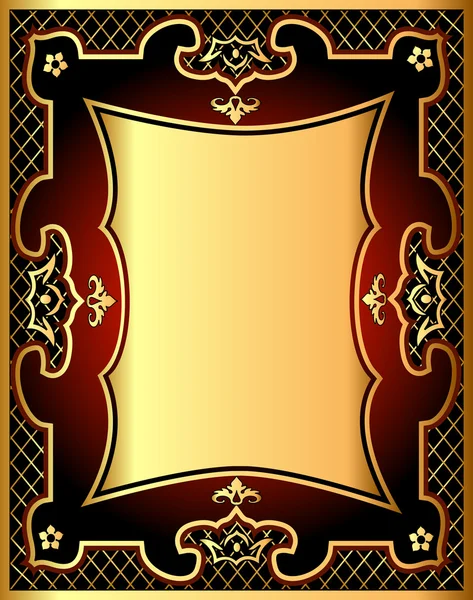 Cadre de fond rouge avec motif or (en) et filet — Image vectorielle