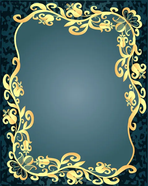 Cadre de fond tacheté avec motif or végétal (fr) — Image vectorielle