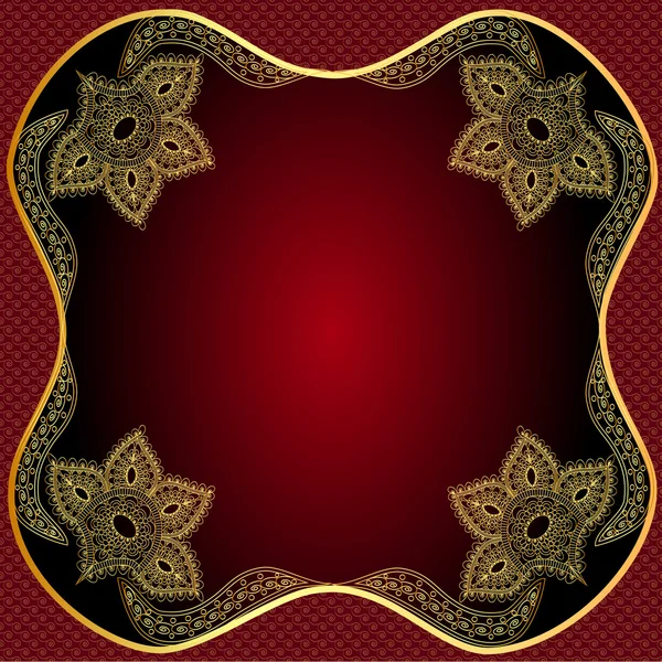 Фоновая рамка квадратно-коричневого цвета с золотым узором (en) — стоковый вектор