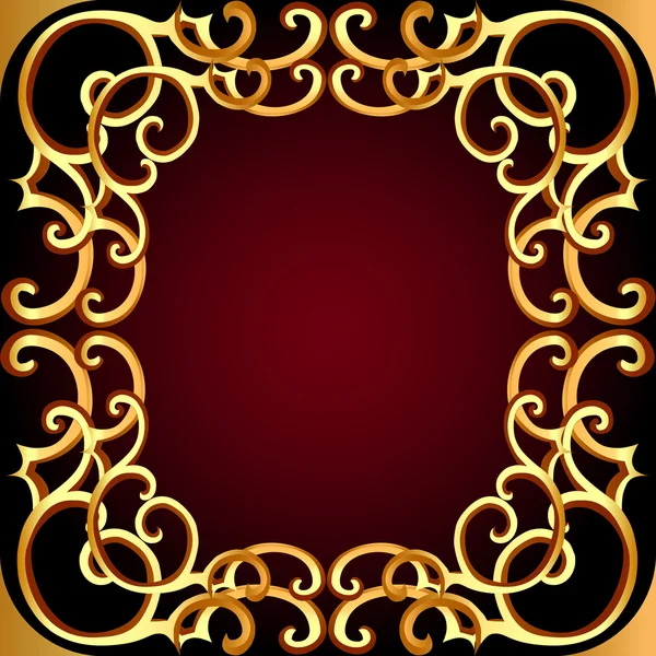 Cadre de fond brun avec motif or (fr) — Image vectorielle