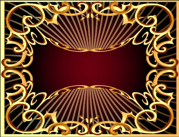 Marco de fondo horizontal con patrón de rayo y oro (es) — Archivo Imágenes Vectoriales