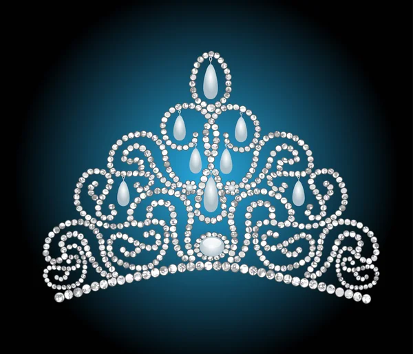 Wedding feminine diadem with pearl lavaliere — Stock Vector