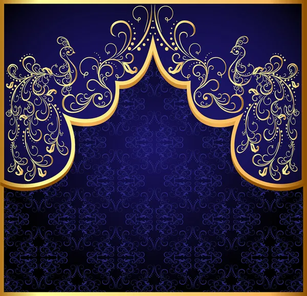 Cadre d'arrière-plan décoratif avec or (fr) paon — Image vectorielle