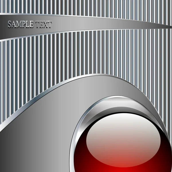 Technologie abstraite fond métallique avec boule rouge — Image vectorielle