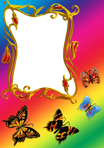 该图文框与蝴蝶 — 图库照片