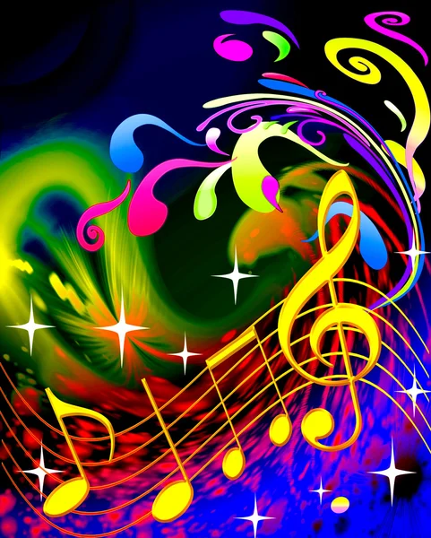 Illustration music and waves — Stock Photo, Image