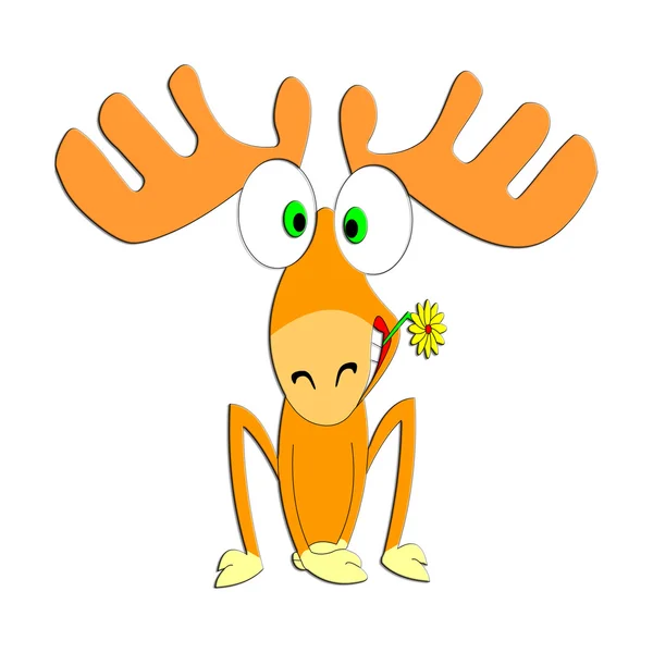 Zabawne jelenia z kwiatem — Zdjęcie stockowe