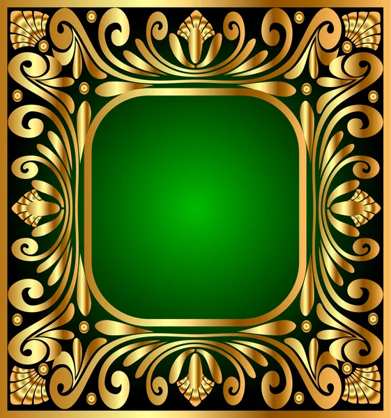 Gold(en) アンティーク パターンを持つ正方形のフレーム — ストックベクタ