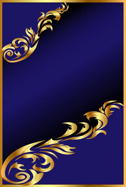 Gold(en) 飾りと青い背景 — ストックベクタ