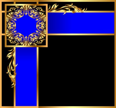 Background with angular gold(en) îðíàìåíòîìè blue band