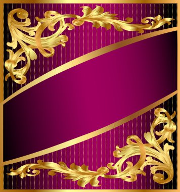 Background with gold(en) ornament and lilac band clipart