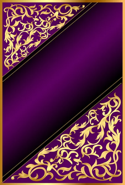 Fondo con adorno de oro (es) y banda violeta — Archivo Imágenes Vectoriales