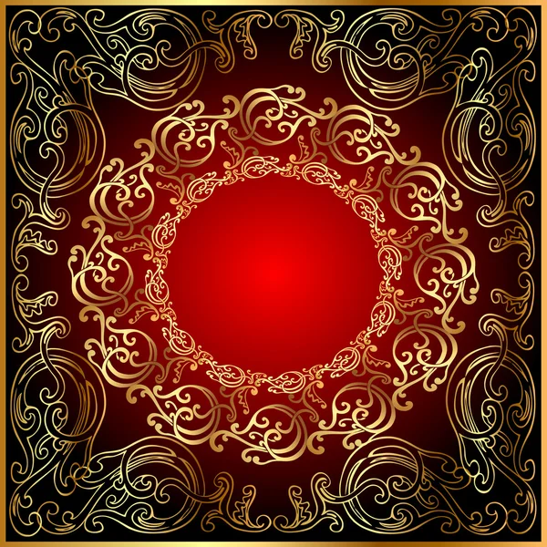 Фон з золотим орнаментом на червоно-чорному — стоковий вектор