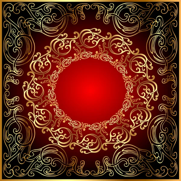 stock vector Background with gold(en) ornament on red and black