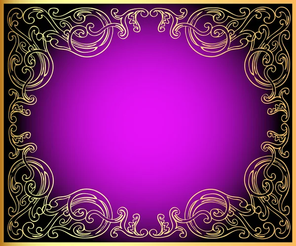 Background with gold(en) ornament on lilac and black — Stock Vector