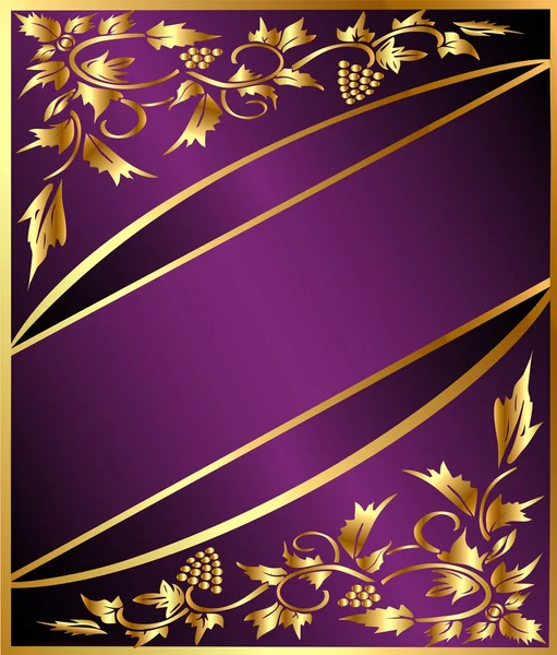 Fondo con patrón de uva de oro (en) y banda — Archivo Imágenes Vectoriales