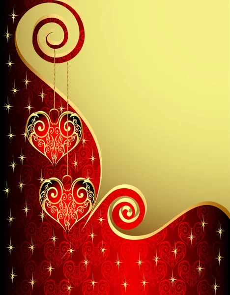 Arrière-plan avec coeur doré et spirale — Image vectorielle