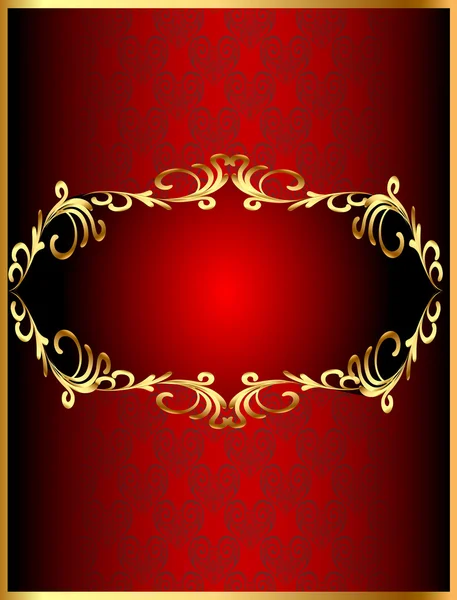 Frame background with gold(en) winding pattern and heart — Stock Vector