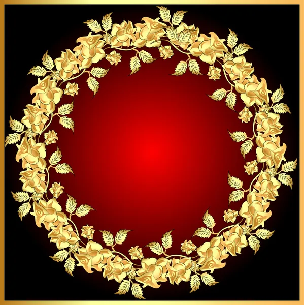 Pozadí s gold(en) růže na kruh — Stockový vektor