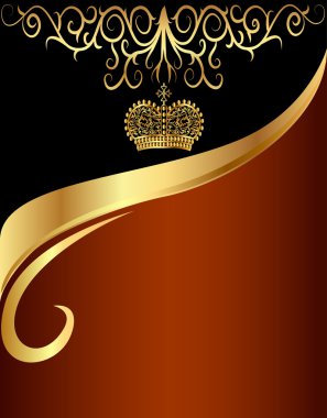 Background with gold(en) pattern and with tsarist crown clipart