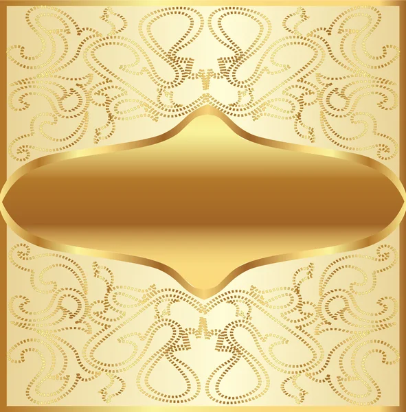 Золота (en) фонова рамка з рослинним орнаментом — стоковий вектор