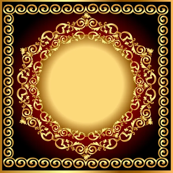 Rama tło z okrągłym gold(en) rysunek — Wektor stockowy