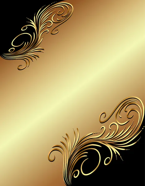 Illustration bakgrund med gold(en) vegetabiliska prydnad — Stock vektor