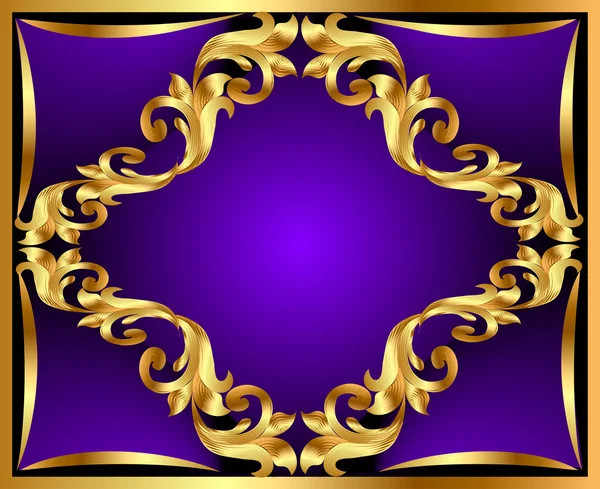 Violett hintergrund mit gold (de) ornament — Stockvektor