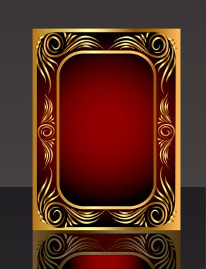 Frame with gold(en) pattern and reflection clipart