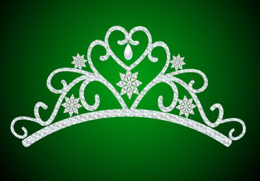 Diadem feminine wedding with pearl on green clipart