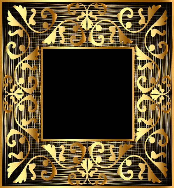 Cadre de fond avec ornement végétal doré (fr) et filet — Image vectorielle