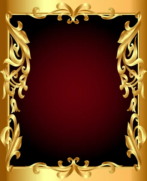 Gold(en) frame met gold(en) plantaardige ornament — Stockvector