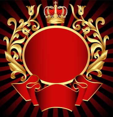 Noble background with gold(en) pattern and crown clipart