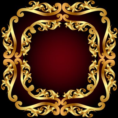 Gold(en) frame with gold(en) vegetable ornament clipart