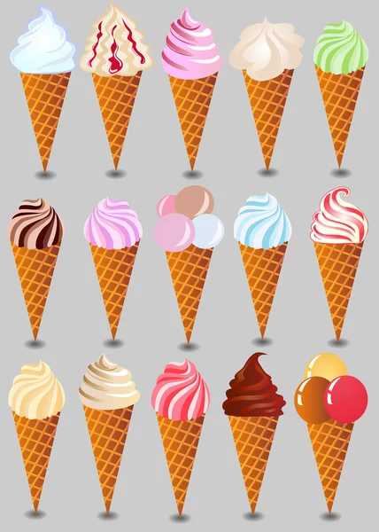 Kit de sorvete com diversos por gosto — Vetor de Stock