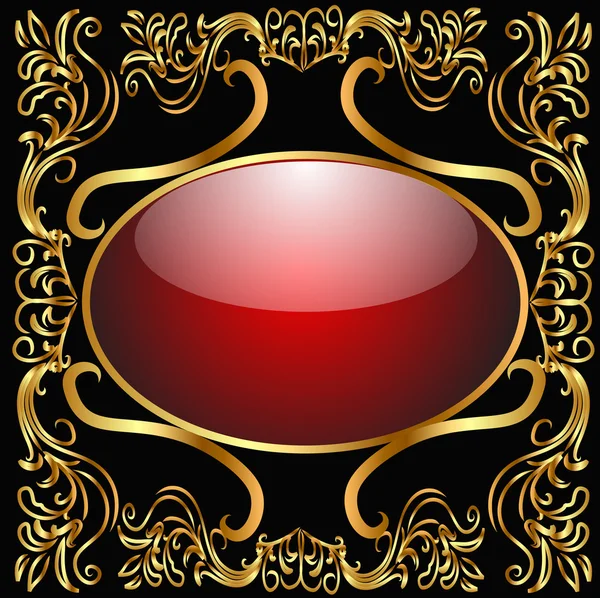 Arrière-plan avec cadre en verre et motif or (fr) — Image vectorielle
