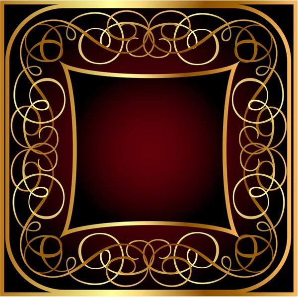 Achtergrond door ronde frame en gold(en) patroon — Stockvector