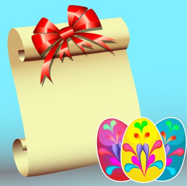 Paper for message with bow and peaster stickers ÿèö clipart