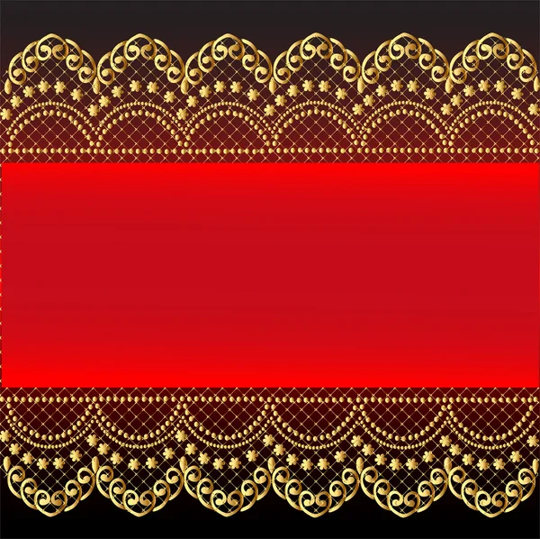 Czerwone tło z gold(en) wzór i netto — Wektor stockowy