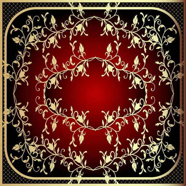 Marco con patrón de oro vegetal (es) y red — Archivo Imágenes Vectoriales