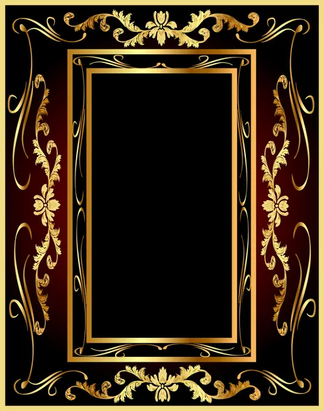 Achtergrond frame met plantaardige gold(en) patroon — Stockvector