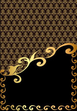 Vertical vintage label with spiral gold(en) pattern clipart